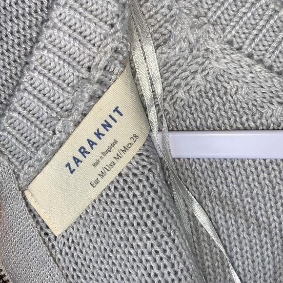 Zara Knit Gray Zipper Back Crewneck Pullover Sweater size Medium - Picture 9 of 12